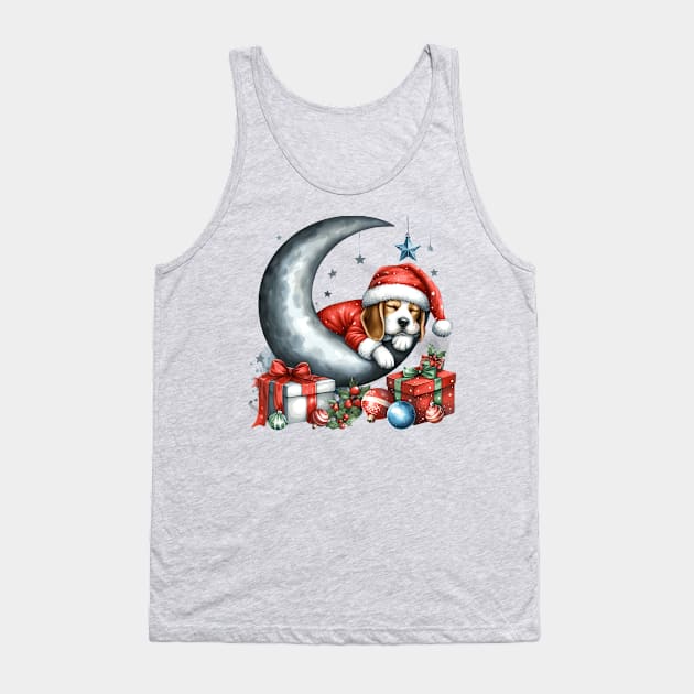 Beagle Dog On The Moon Christmas Tank Top by Graceful Designs